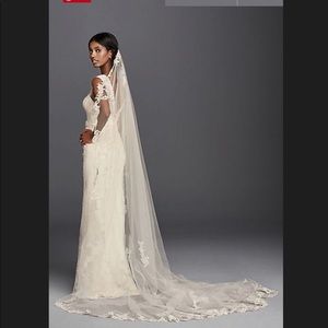 David’s Bridal one tier Lace appliqué comb veil